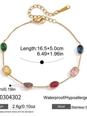 Gold 18K PVD Plated Multi-Color Lab Emerald, Topaz Sapphire Bracelet